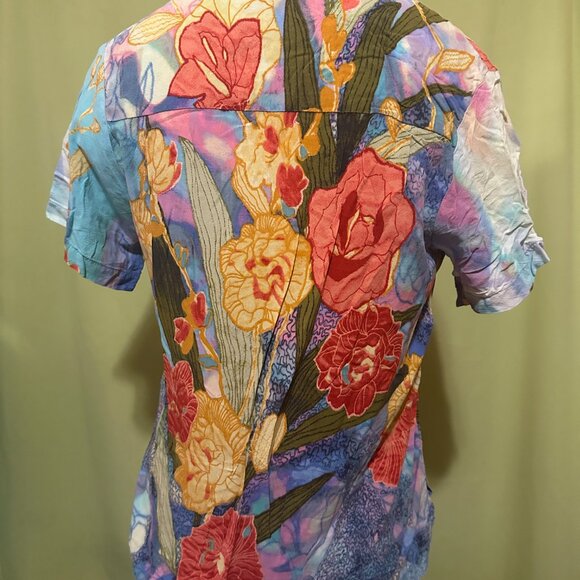 Vintage Jams World Women's Floral Hawaiian Shirt Size XS Rayon - Picture 2 of 3